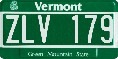 VT license plate ZLV179