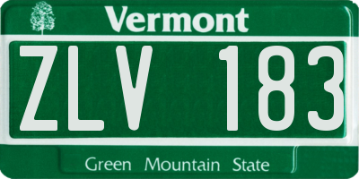 VT license plate ZLV183