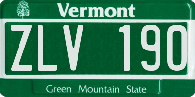 VT license plate ZLV190
