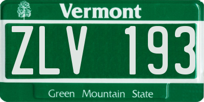 VT license plate ZLV193