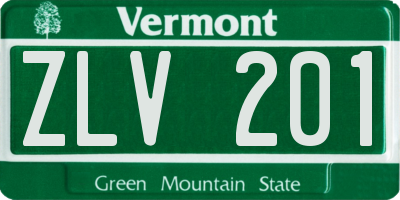VT license plate ZLV201