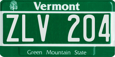 VT license plate ZLV204
