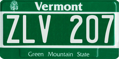 VT license plate ZLV207