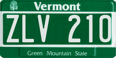VT license plate ZLV210