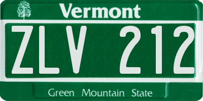 VT license plate ZLV212