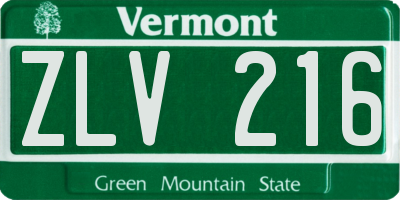 VT license plate ZLV216