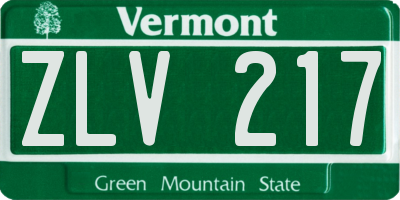 VT license plate ZLV217