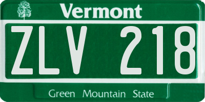 VT license plate ZLV218