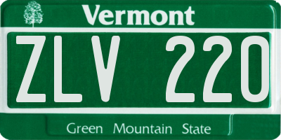 VT license plate ZLV220