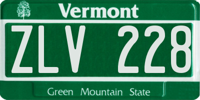 VT license plate ZLV228
