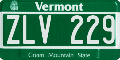 VT license plate ZLV229