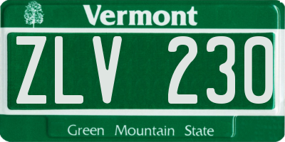 VT license plate ZLV230