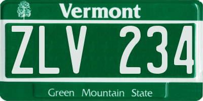 VT license plate ZLV234