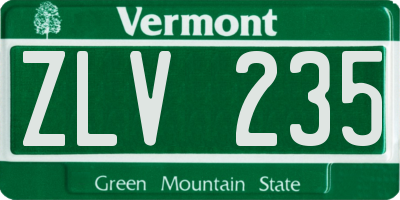 VT license plate ZLV235