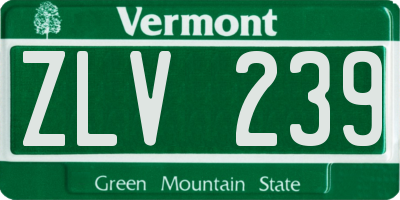VT license plate ZLV239