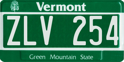 VT license plate ZLV254