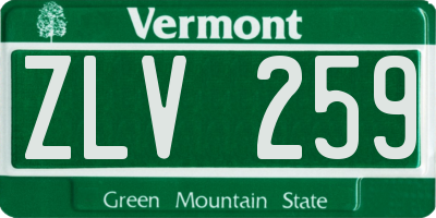 VT license plate ZLV259