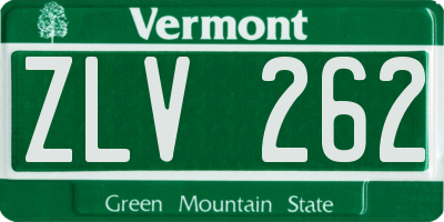VT license plate ZLV262