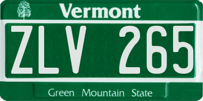 VT license plate ZLV265