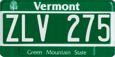 VT license plate ZLV275