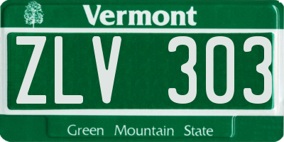 VT license plate ZLV303