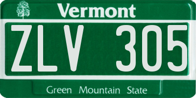 VT license plate ZLV305