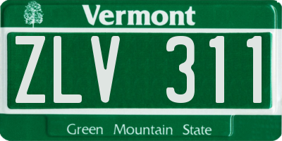 VT license plate ZLV311
