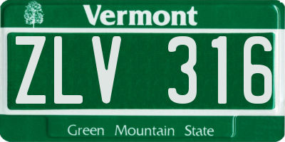 VT license plate ZLV316
