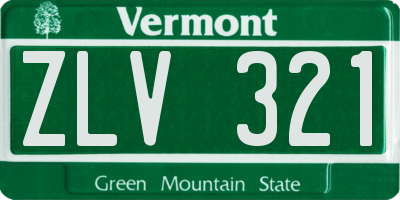 VT license plate ZLV321