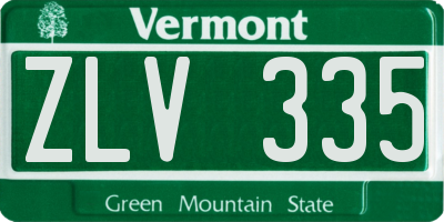 VT license plate ZLV335