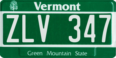 VT license plate ZLV347