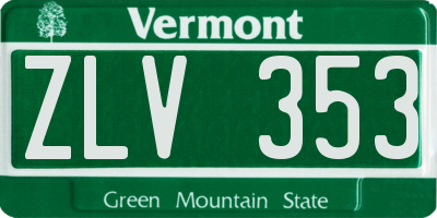 VT license plate ZLV353