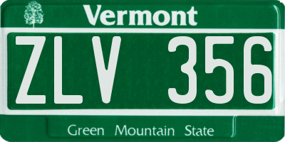 VT license plate ZLV356