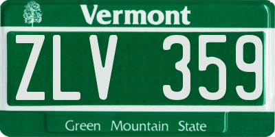 VT license plate ZLV359