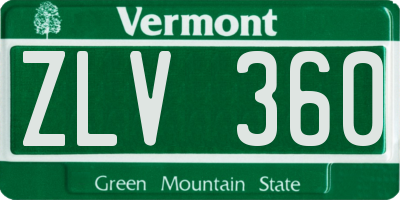 VT license plate ZLV360