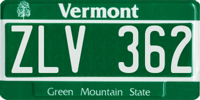 VT license plate ZLV362