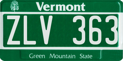 VT license plate ZLV363