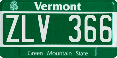VT license plate ZLV366