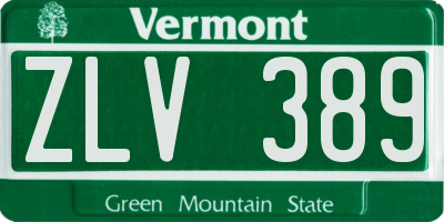 VT license plate ZLV389