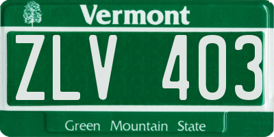 VT license plate ZLV403