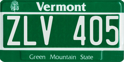 VT license plate ZLV405