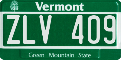 VT license plate ZLV409