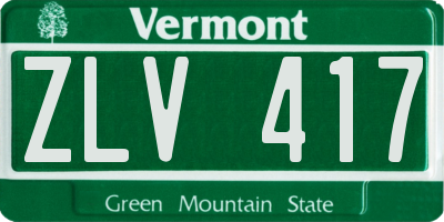 VT license plate ZLV417