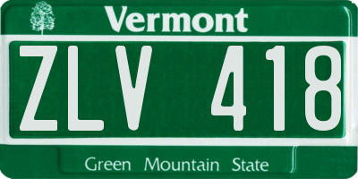 VT license plate ZLV418