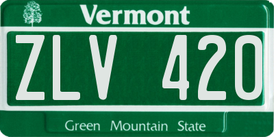 VT license plate ZLV420