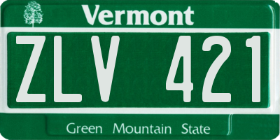 VT license plate ZLV421