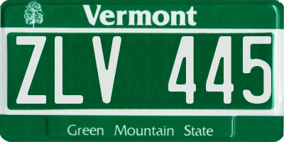 VT license plate ZLV445