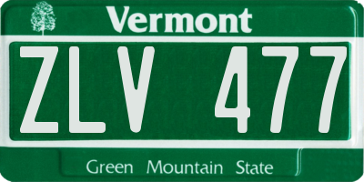 VT license plate ZLV477