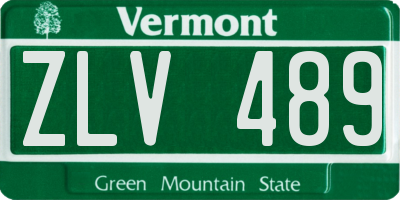 VT license plate ZLV489