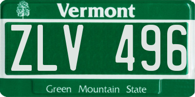 VT license plate ZLV496